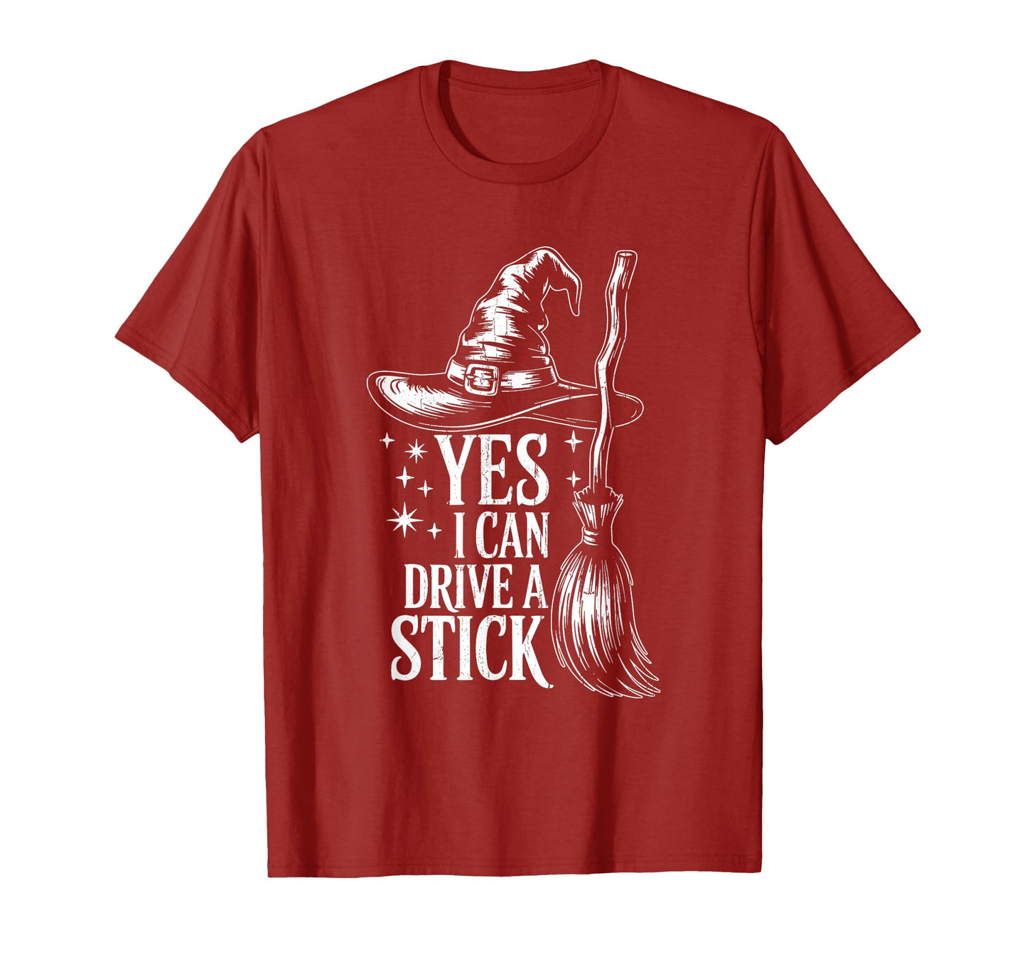 Yes I Can Drive A Stick Funny Halloween Spooky Witch T-Shirt