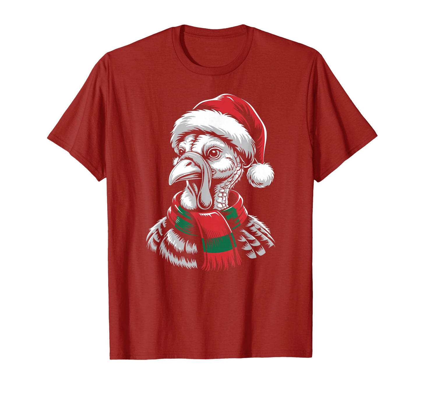 Turkey Xmas Santa Hat Scarf Christmas Costume T-Shirt