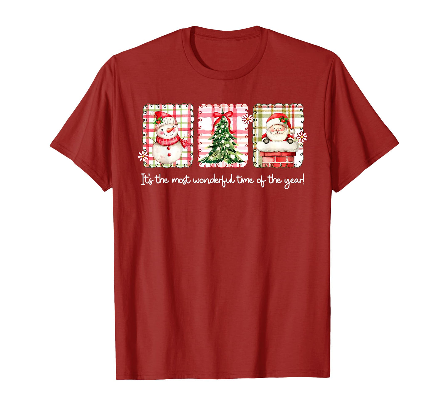 Christmas The Most Wonderful Time of The Year Plaid Snowman T-Shirt