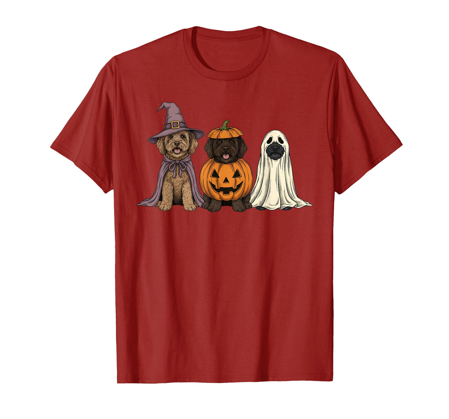Spooky Ghost Portuguese Water Dog Pumpkin Halloween T-Shirt