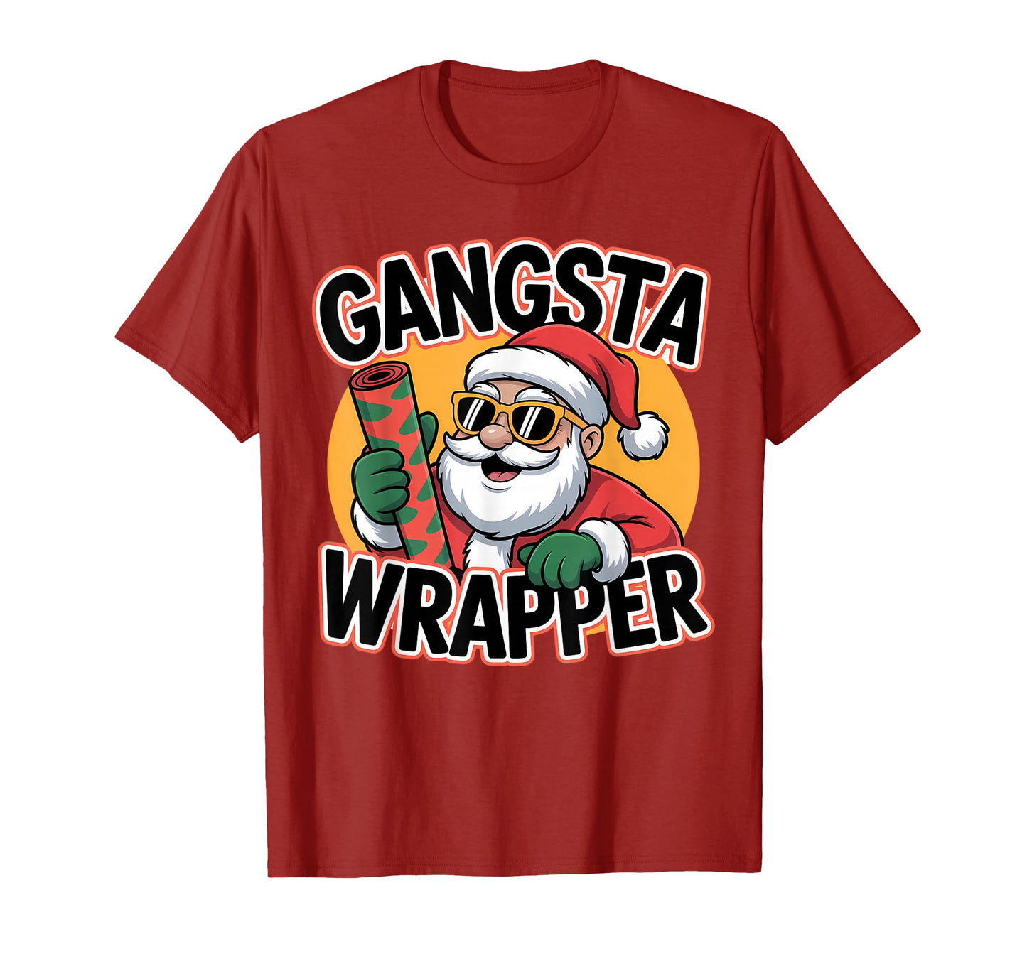 Gangsta Wrapper Funny Santa Christmas Holiday T-Shirt