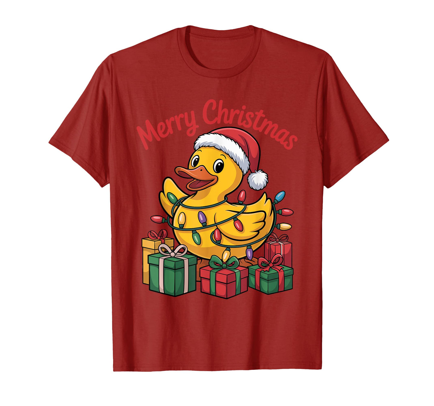 Rubber Duck Santa Hat Animals Lovers Ugly Christmas Pajamas T-Shirt