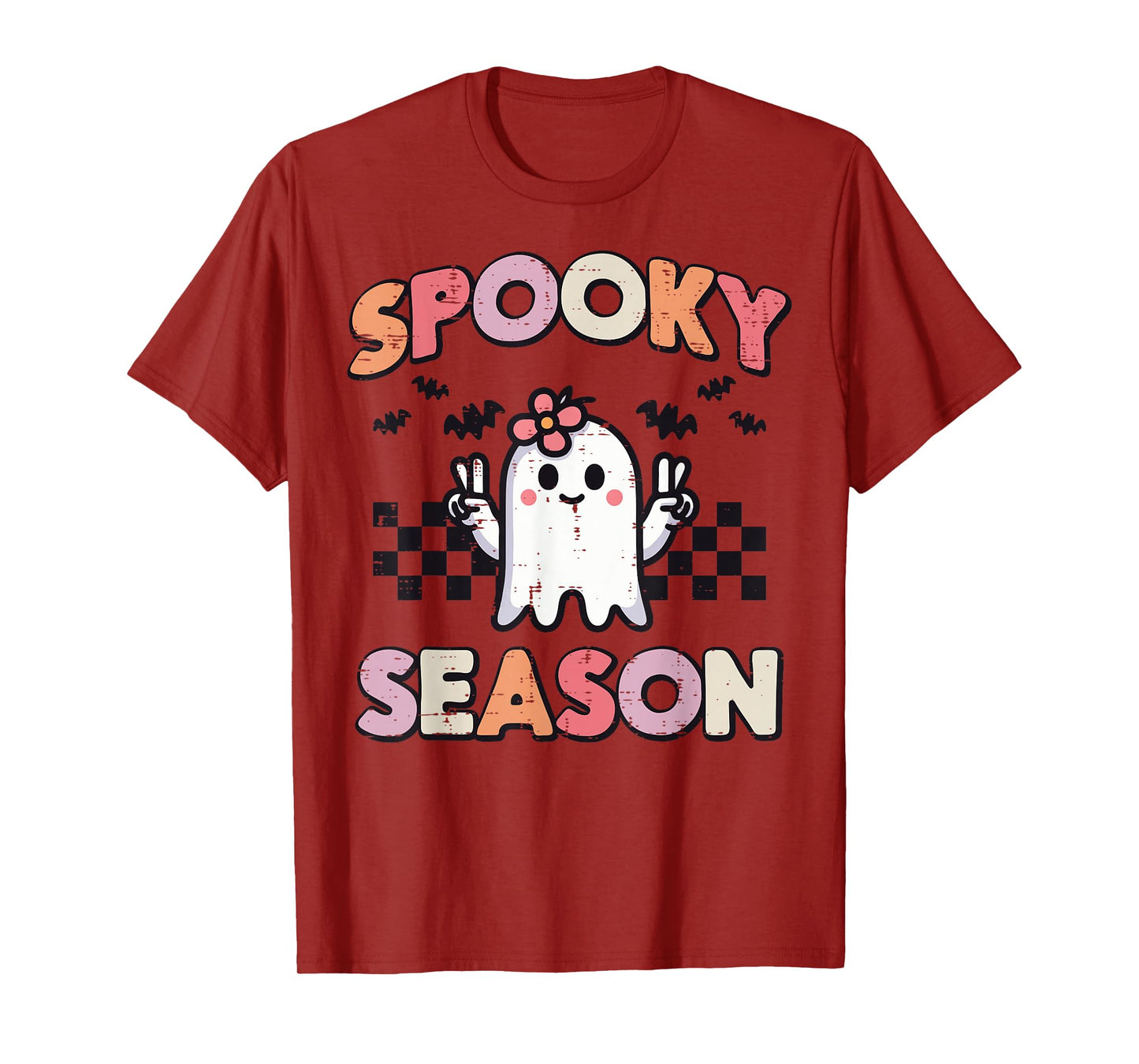 Halloween Ghost Peace Spooky Season Costume Girls Kids Women T-Shirt
