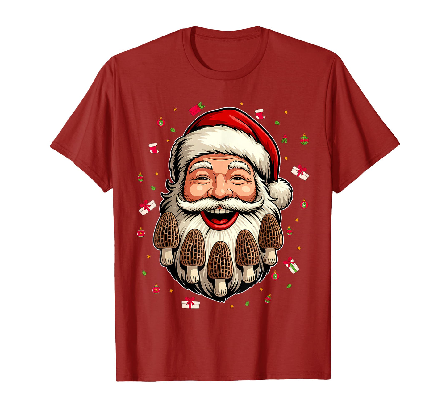 Christmas Morel Mushroom Hunting Santa Claus Fungi Morels T-Shirt