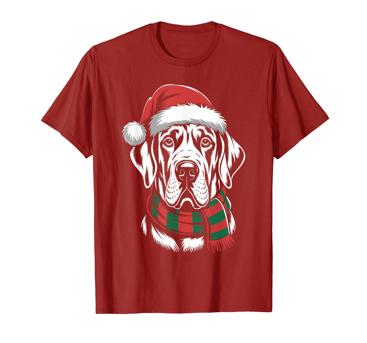 Great Dane Dog Xmas Santa Hat Scarf Christmas Costume T-Shirt