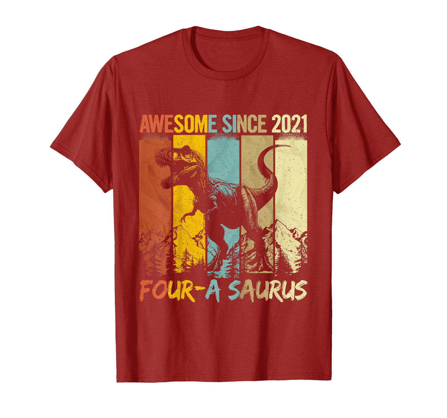Kids 4 Year Old Dinosaur 4th Birthday T Rex Dino Four A Saurus T-Shirt