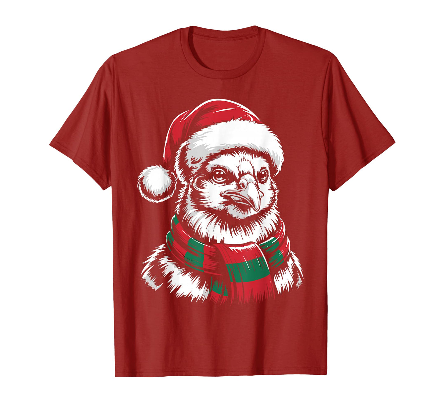 Chicken Xmas Santa Hat Scarf Christmas Costume T-Shirt