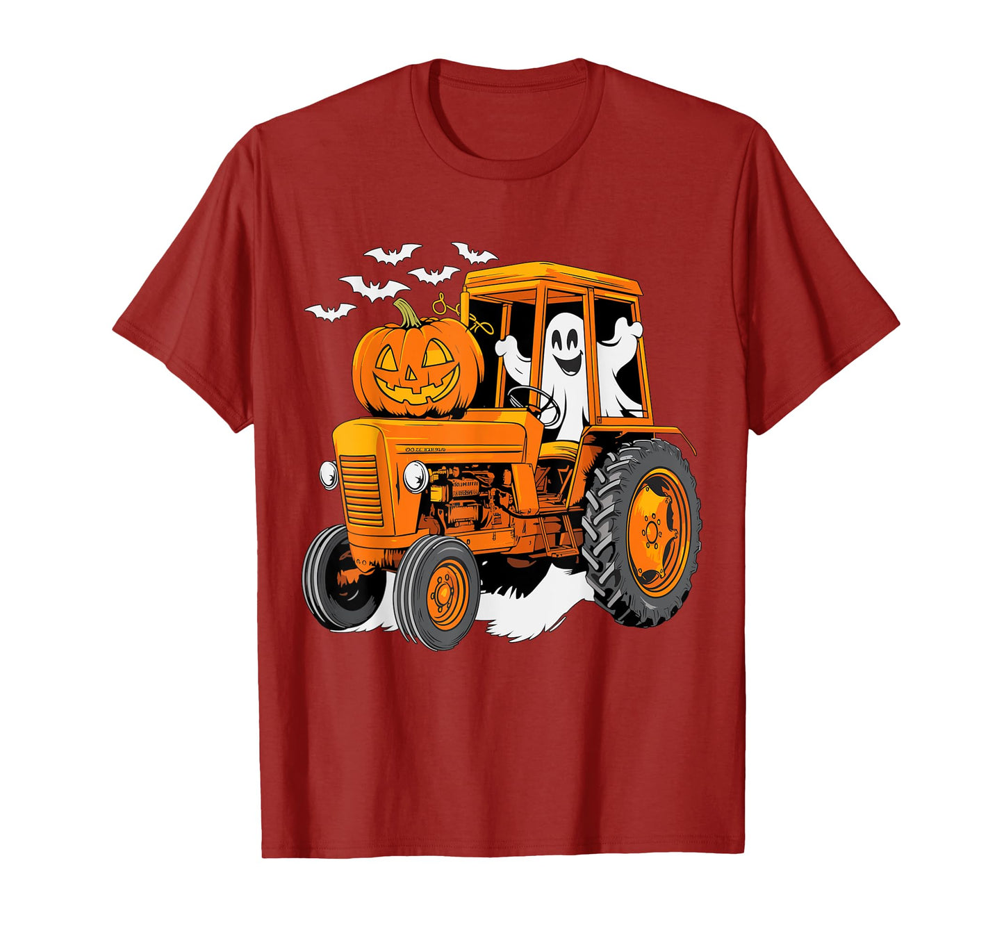 Farmer Tractor Ghost and Pumpkin Halloween Costume T-Shirt