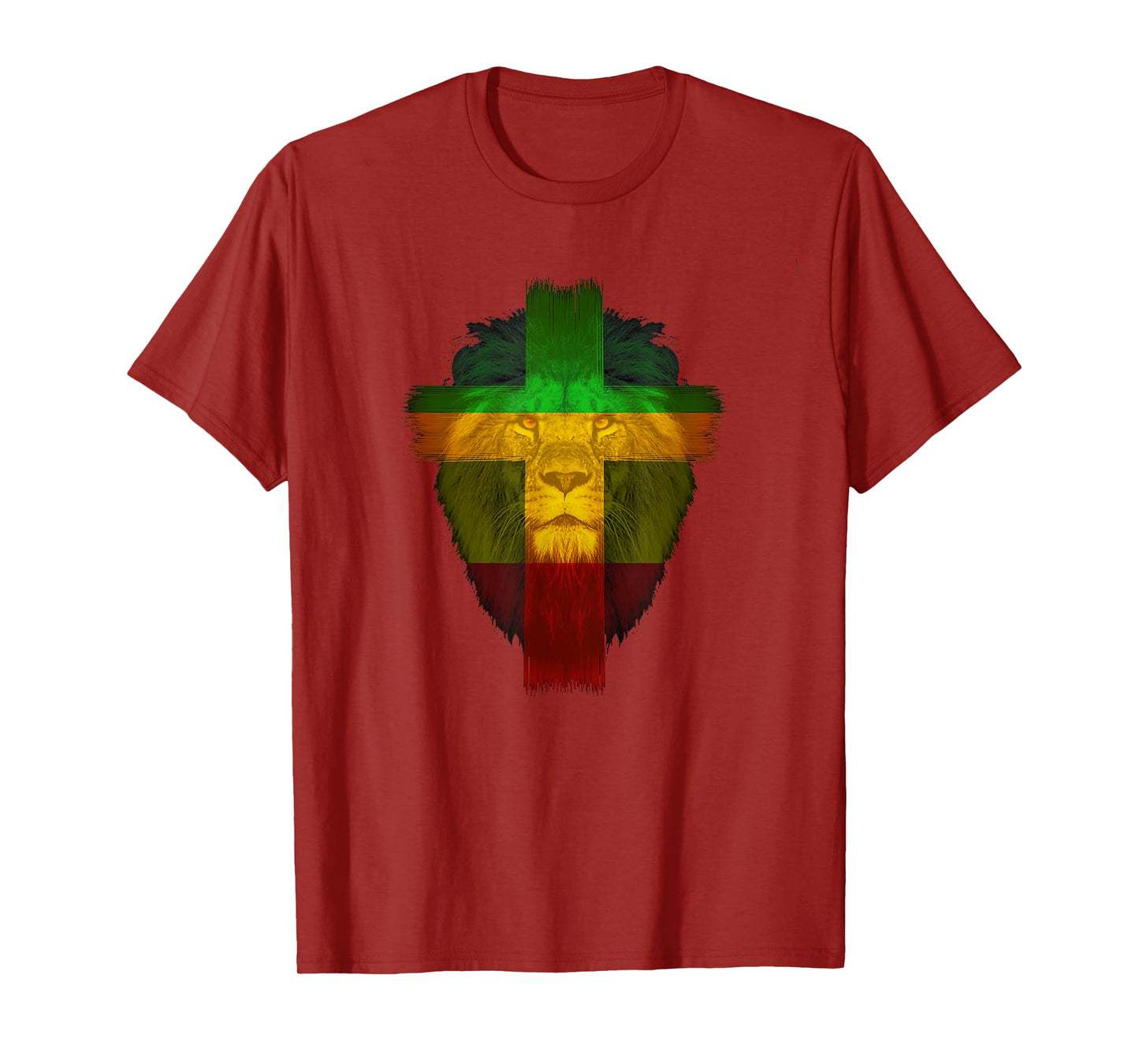 Ethiopian Flag colors on lion shirt Ethiopian Cross shirt T-Shirt