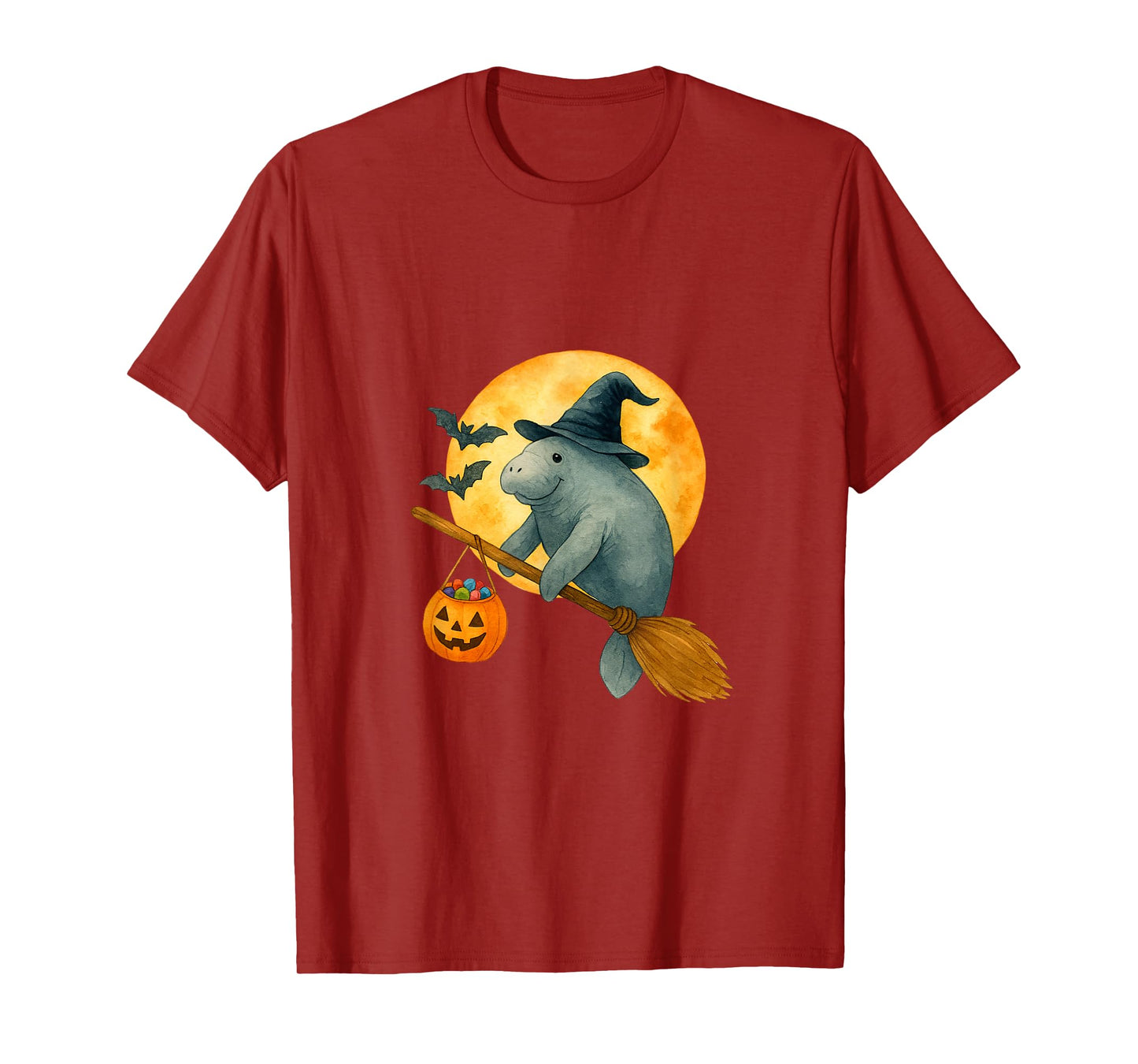 Manatee Witch Hat Pumpkin Halloween Costume Men Women Kids T-Shirt