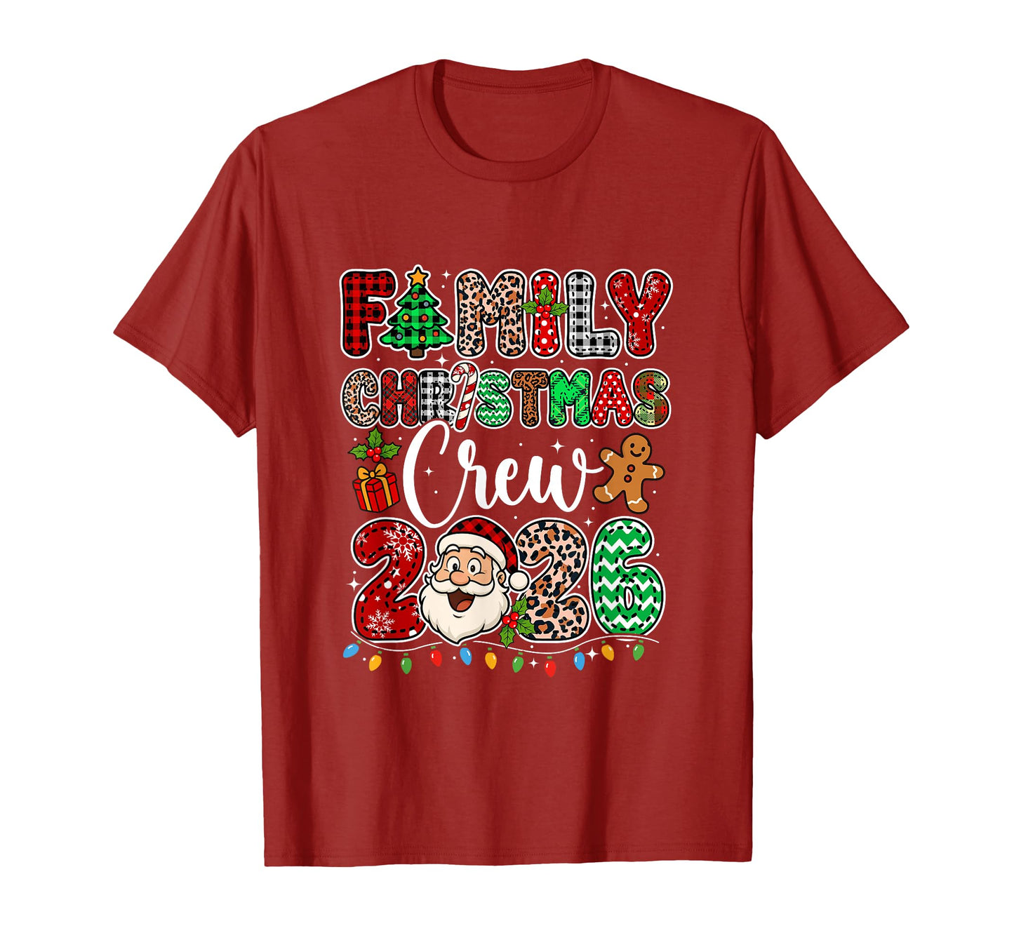 Family Christmas Crew 2026 Leopard Funny Santa Family Kids T-Shirt
