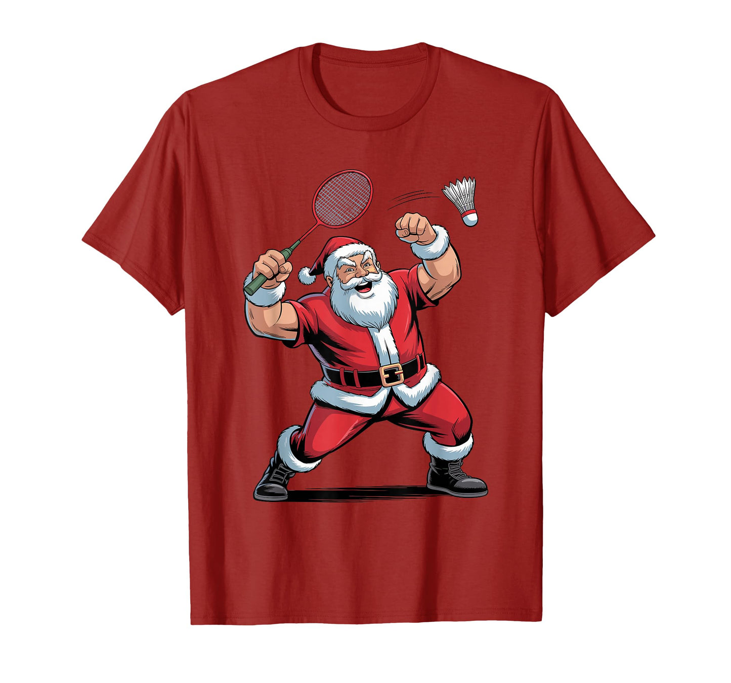 Santa Playing Badminton Funny Holiday Christmas Xmas Pajama T-Shirt