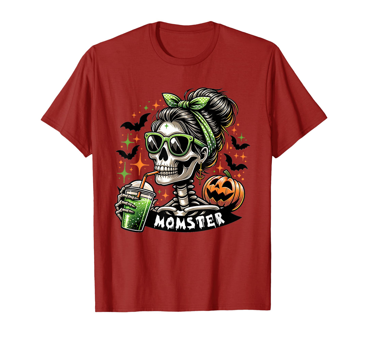 Momster Messy Bun Halloween Mom Leopard Halloween Costume T-Shirt