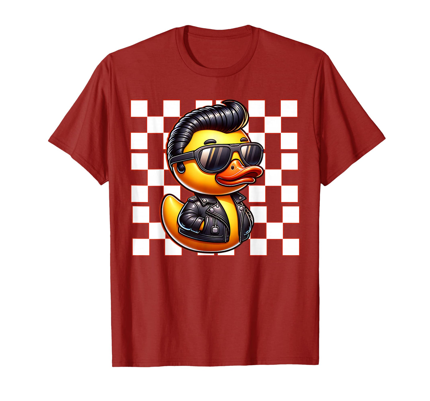 Checkered Greaser Rubber Duckie 50s Sock Hop Racing Themed T-Shirt