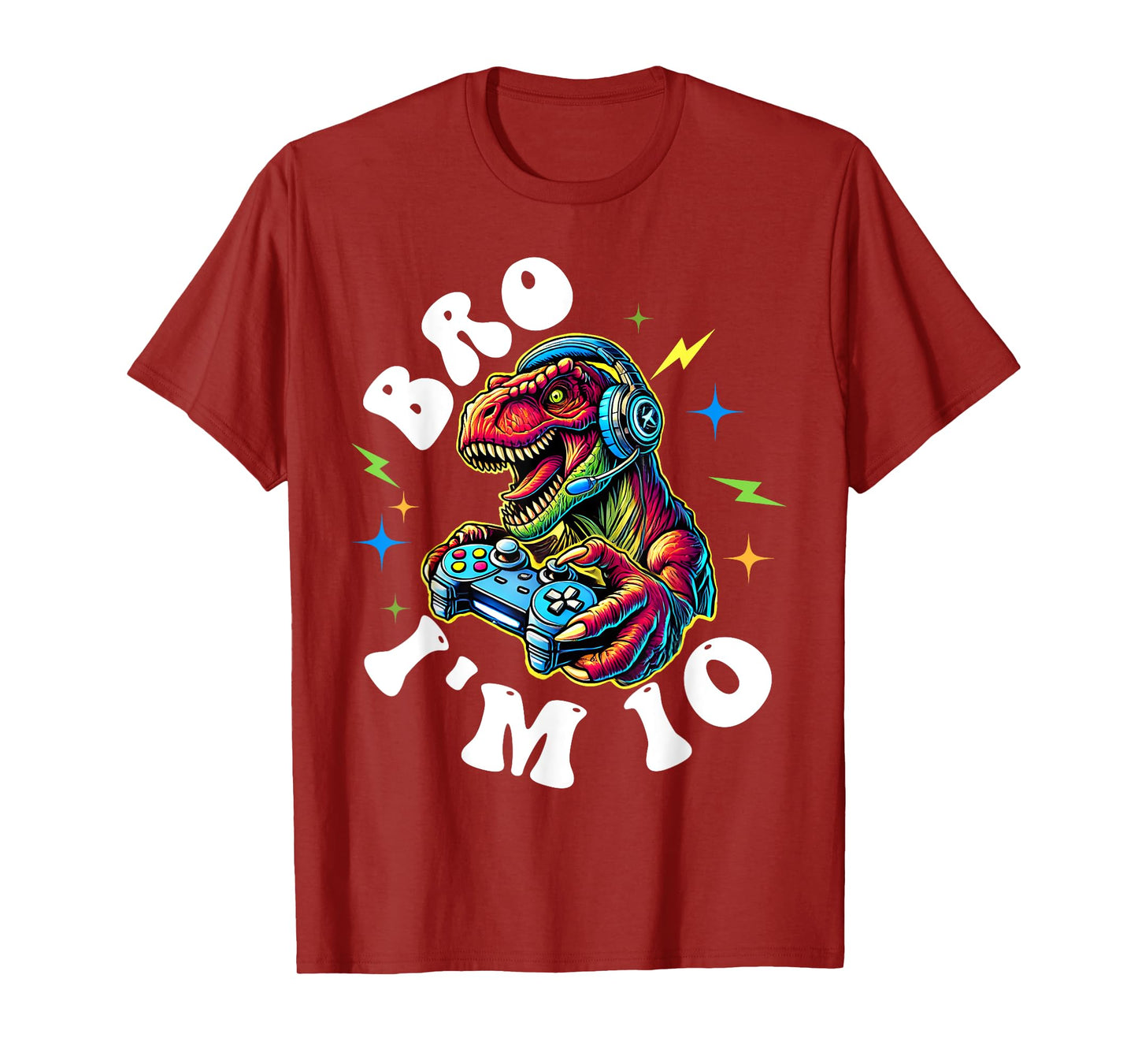 10th Birthday Boy Bro I’m 10 Year Old T Rex Gamer Ten Bday T-Shirt