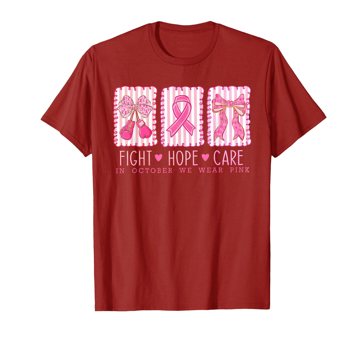 in October We Wear Pink Coquette Bow Breast Cancer Awareness T-Shirt