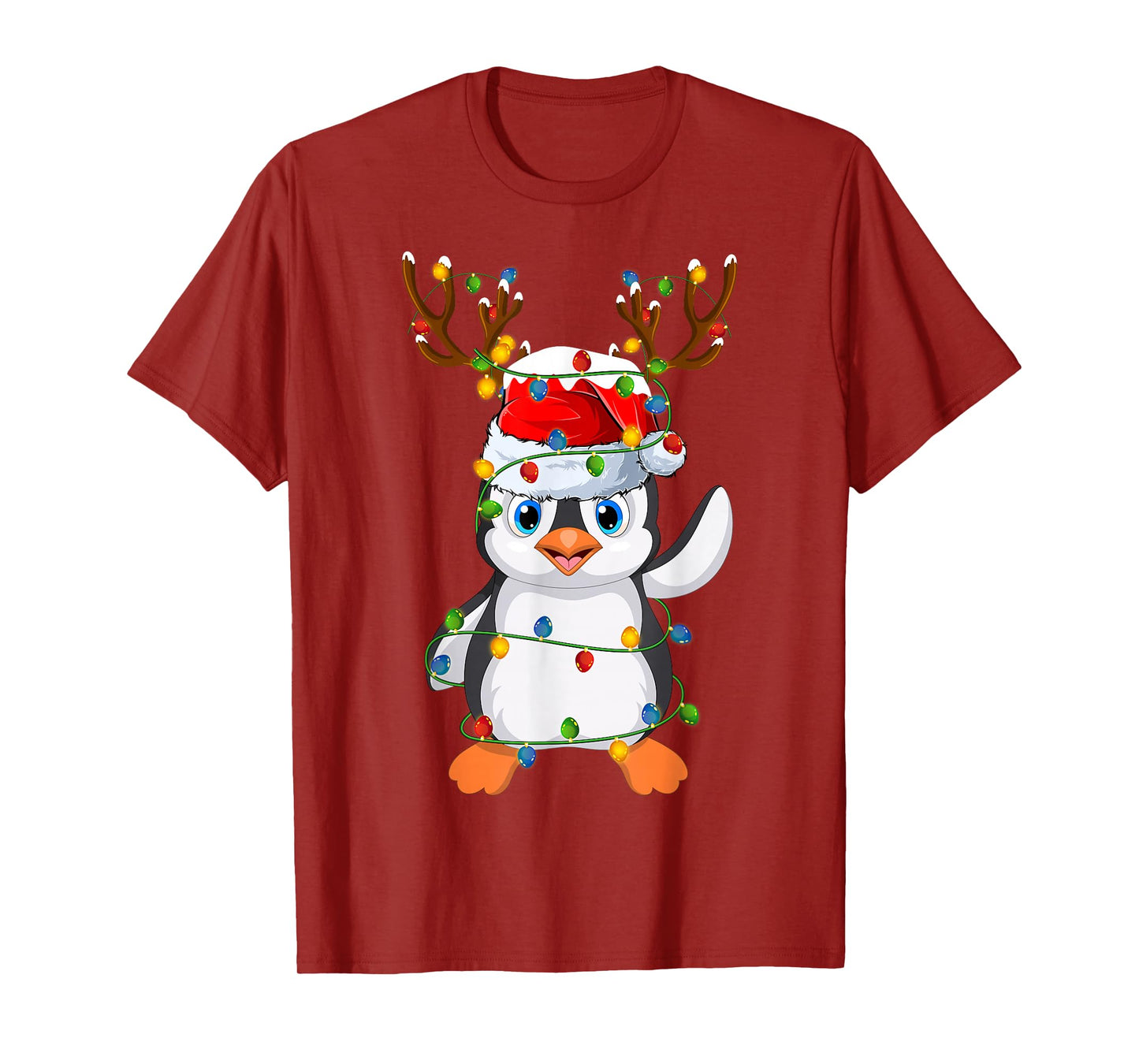 Penguin Christmas Lights Reindeer Santa Cute Penguin Xmas T-Shirt