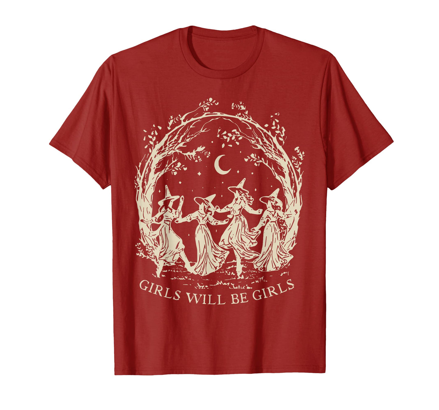 Girl Will Be Girls Spooky Witch Halloween Funny Feminist T-Shirt