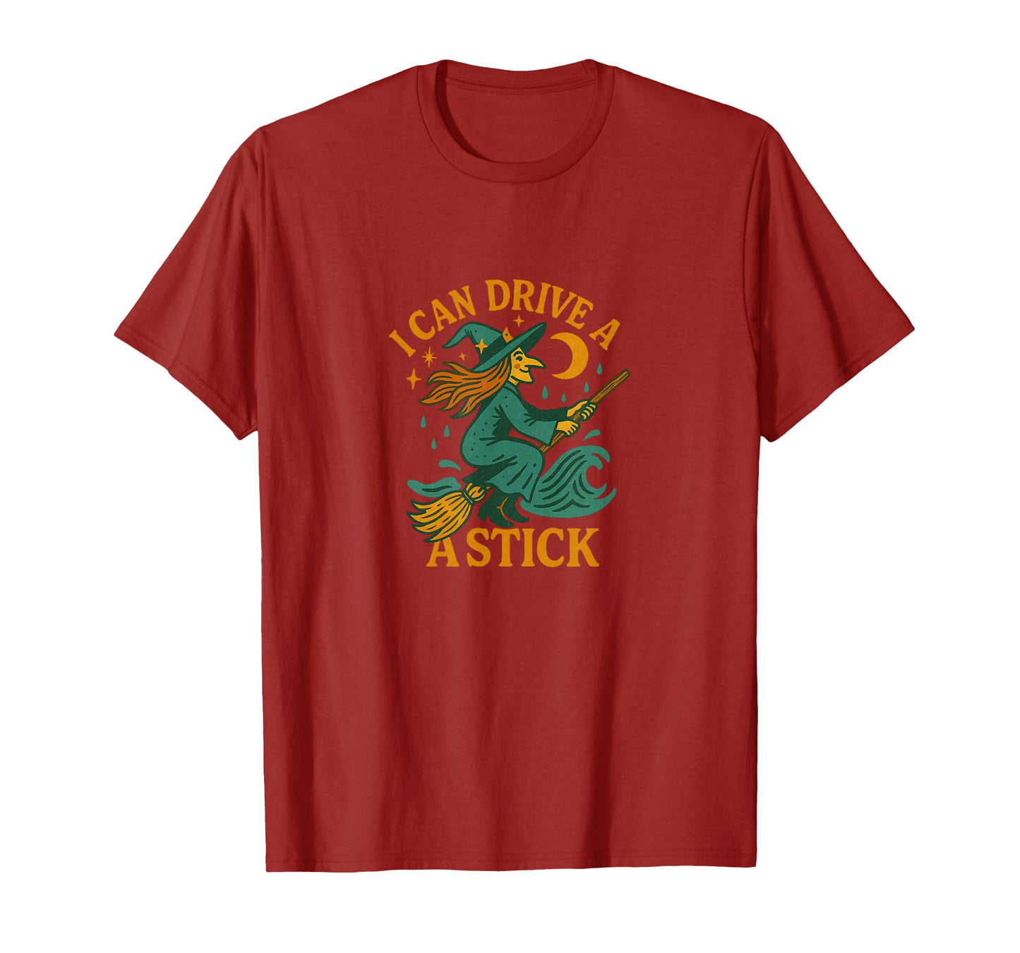 I Can Drive A Stick Witch Halloween Broom Design T-Shirt