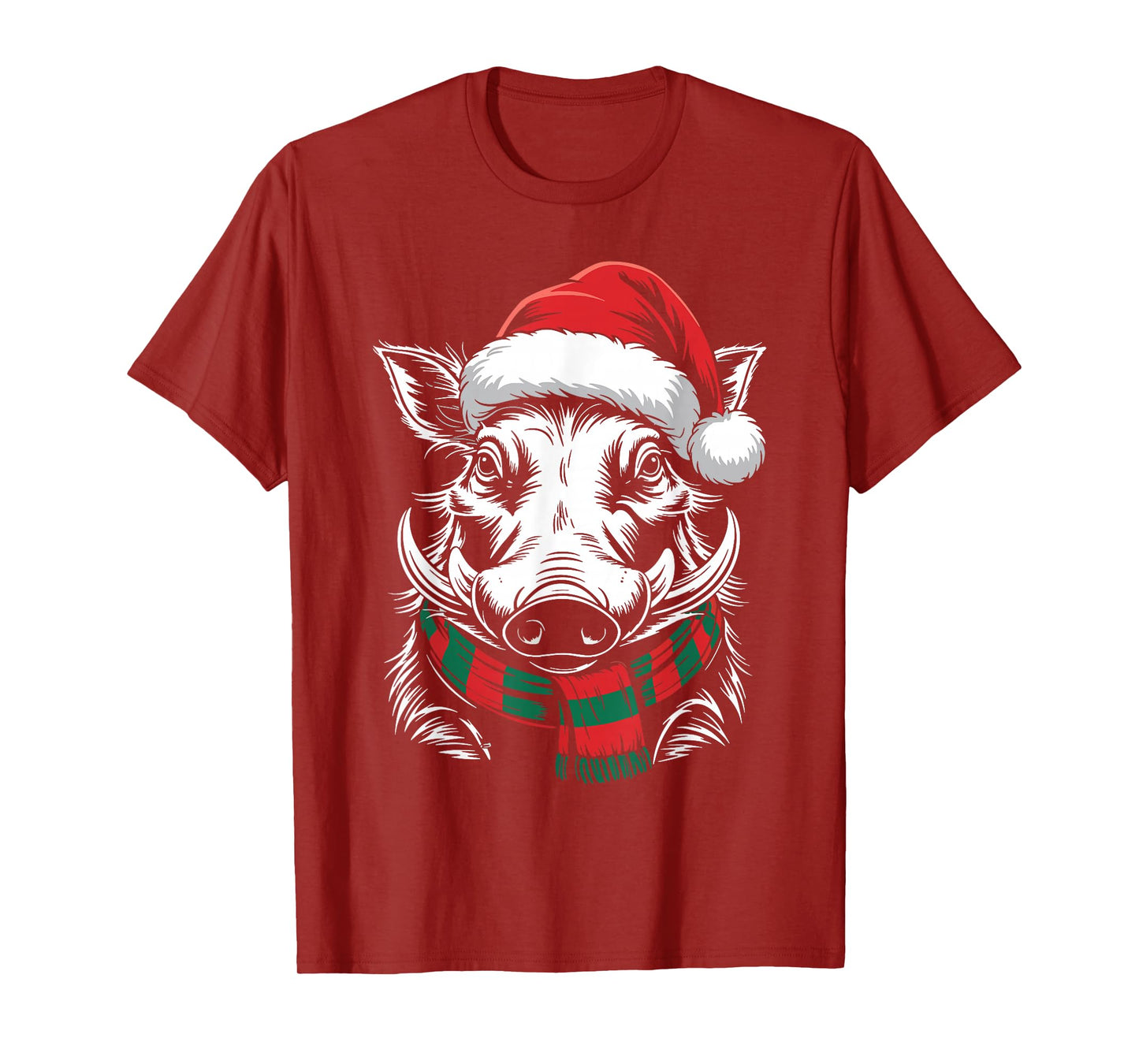 Warthog Xmas Santa Hat Scarf Christmas Costume T-Shirt