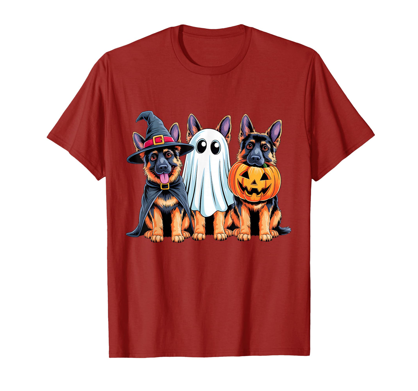 German Shepherd Halloween Funny Dog Lover Pumpkin Witch T-Shirt