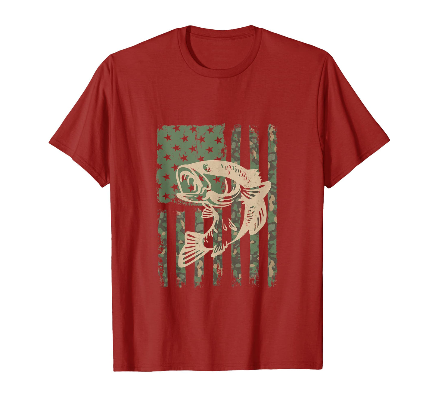 Camouflage USA Flag Big Mouth Bass Fishing Tank Top
