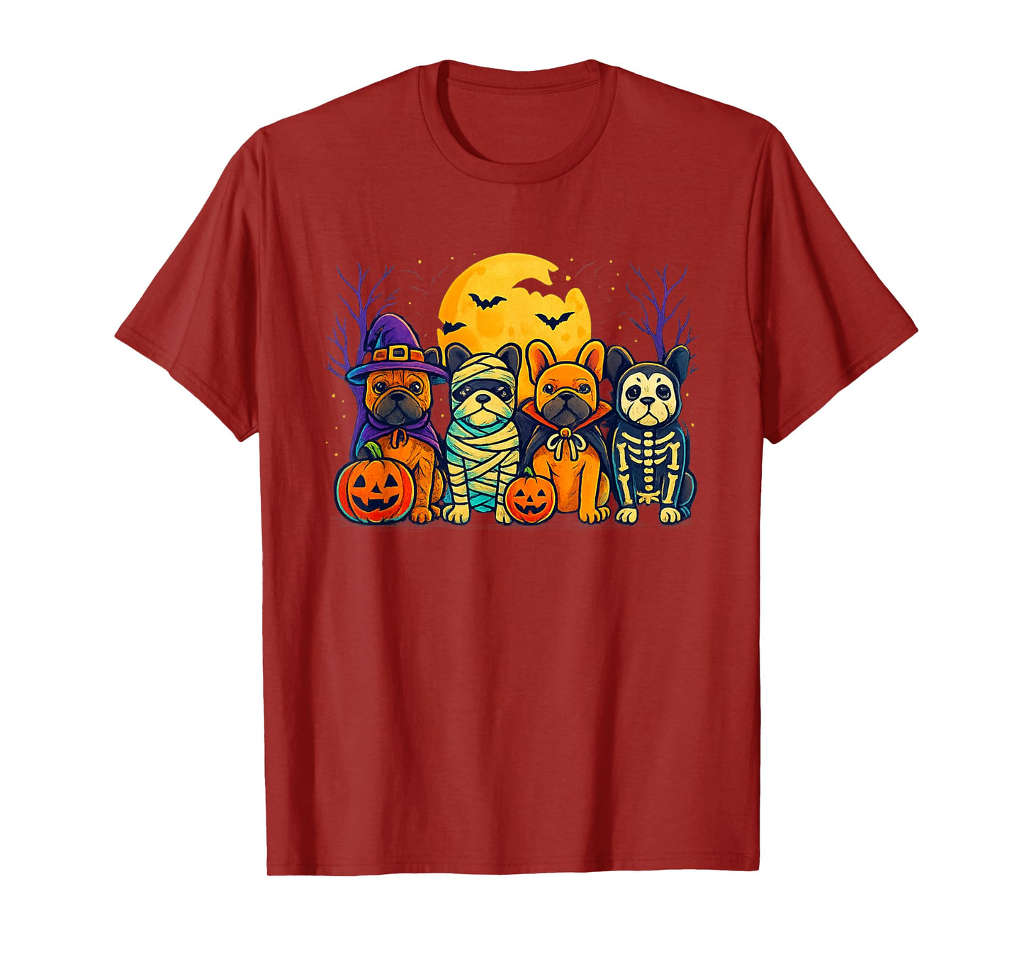 French Bulldog Ghost Witch Pumpkins Halloween Dog Costume T-Shirt