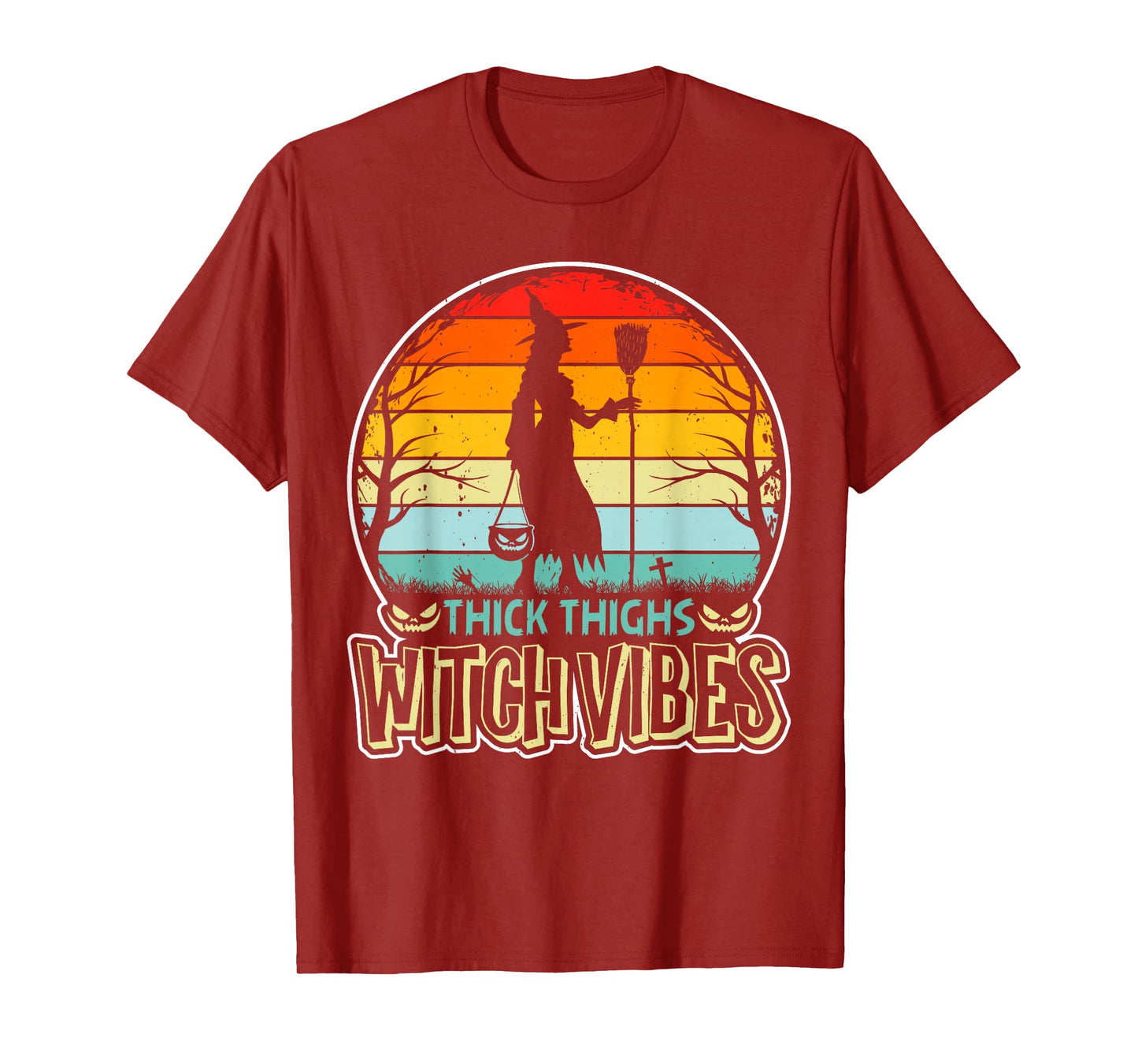 Thick Thighs Witch Vibes Halloween T-Shirt