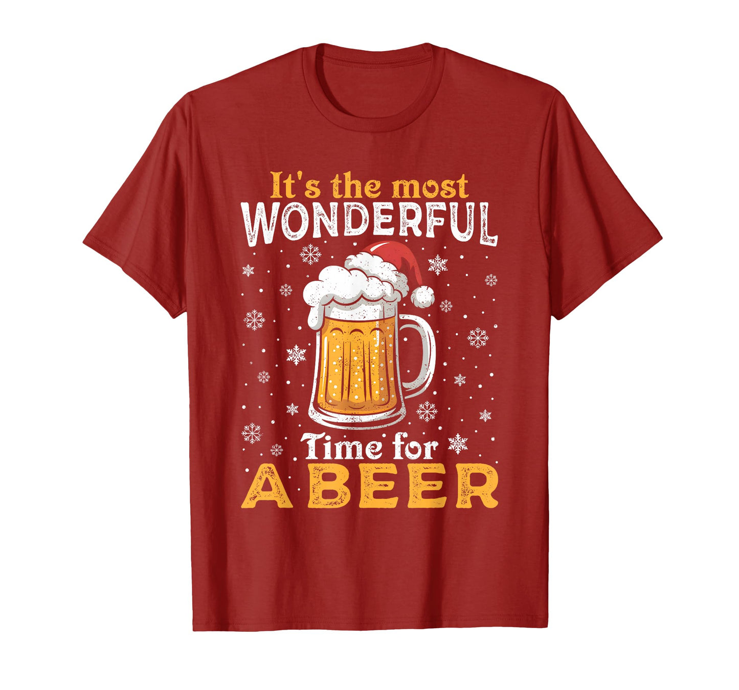 Funny Christmas Pajama Outfit Men Women Beer Mug Santa Hat T-Shirt