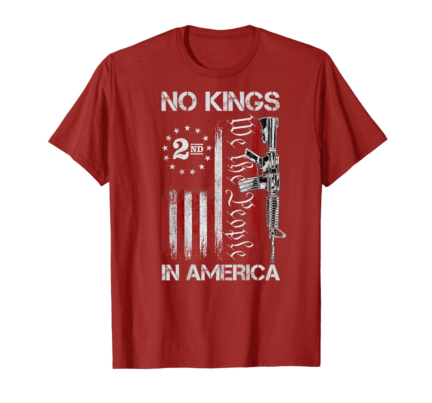 No Kings in American Vintage USA Flag No Kings (ON Back) T-Shirt