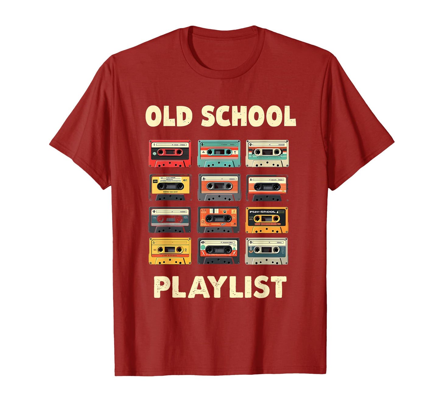 Old School Playlist Cassettes Vintage Mix Tapes Classic Fun T-Shirt