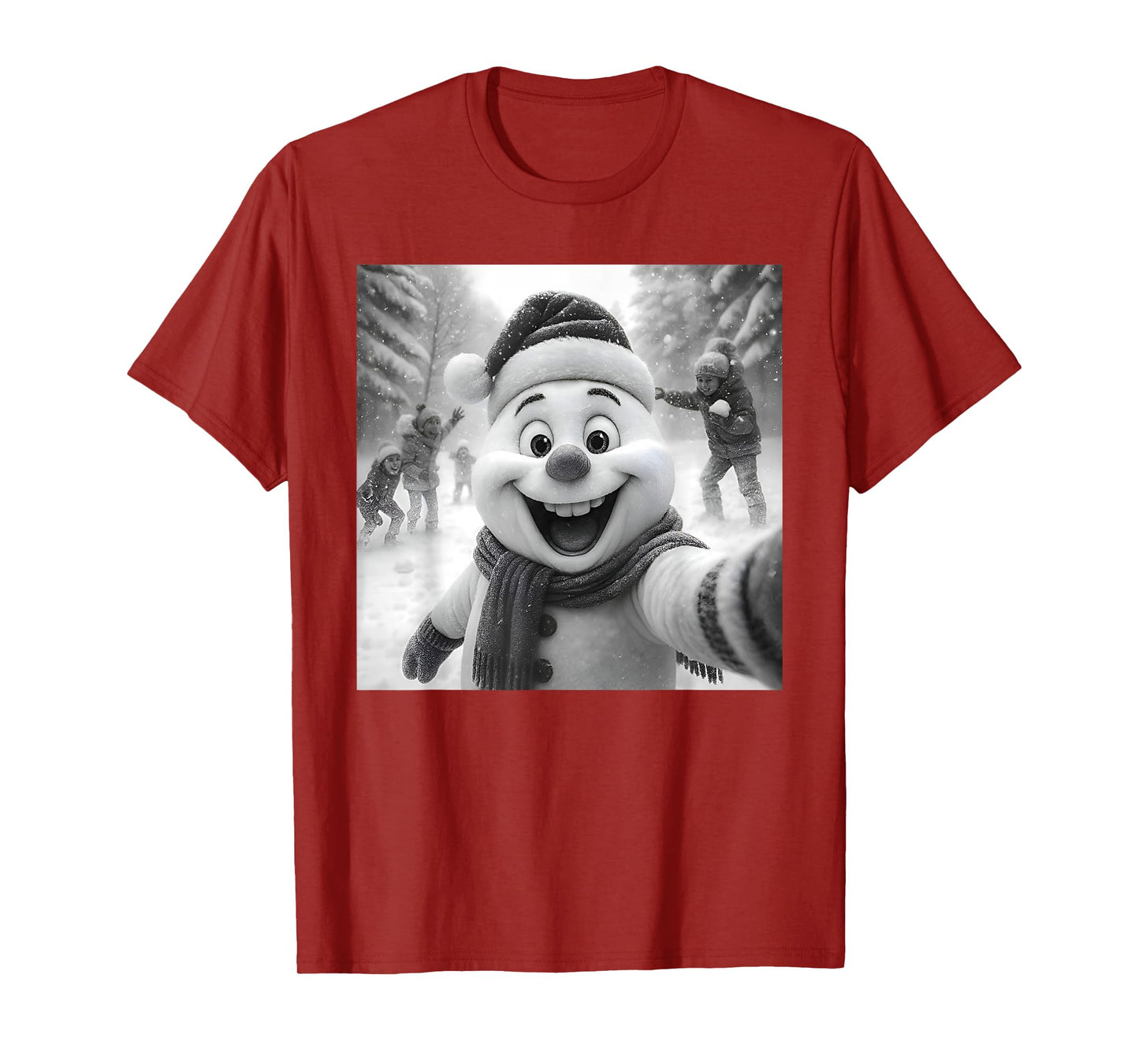 Snowman Taking A Selfie Funny Christmas Xmas Pajamas Holiday T-Shirt