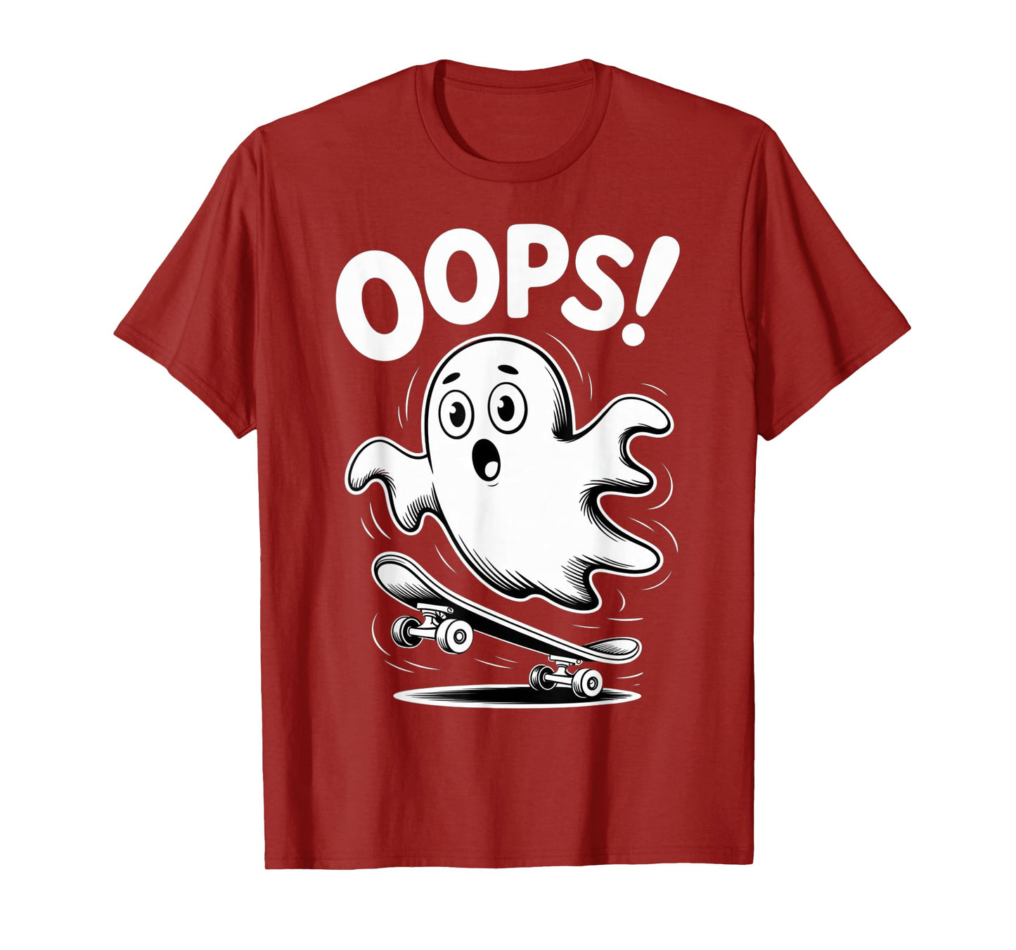 Funny Ghost On Skateboard Retro Halloween Costume Kids Boys T-Shirt
