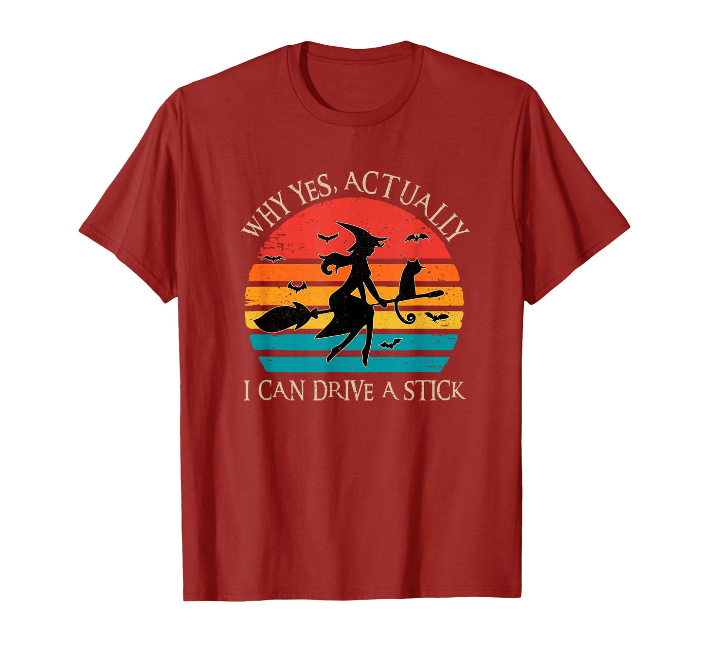 Why Yes Actually I Can Drive A Stick Halloween Witch Broom T-Shirt