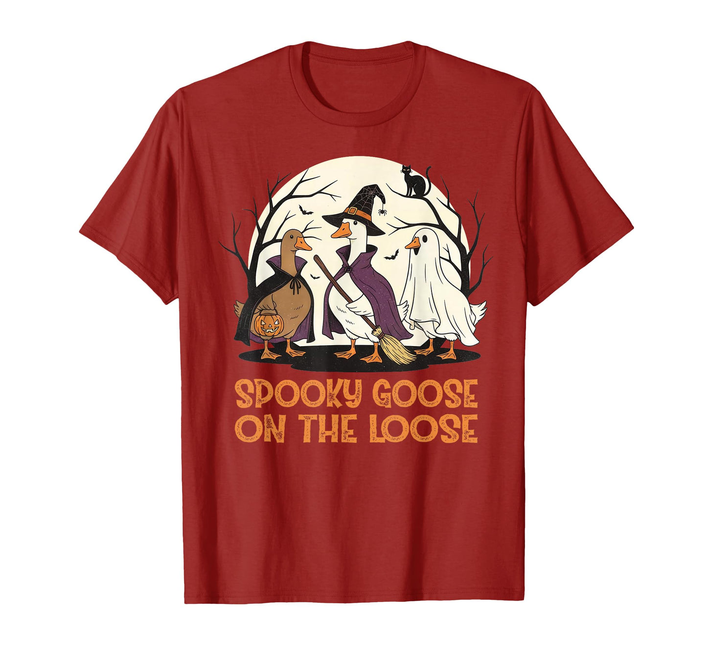 Spooky Goose On The Loose Witch Silly Goose Animal Halloween T-Shirt