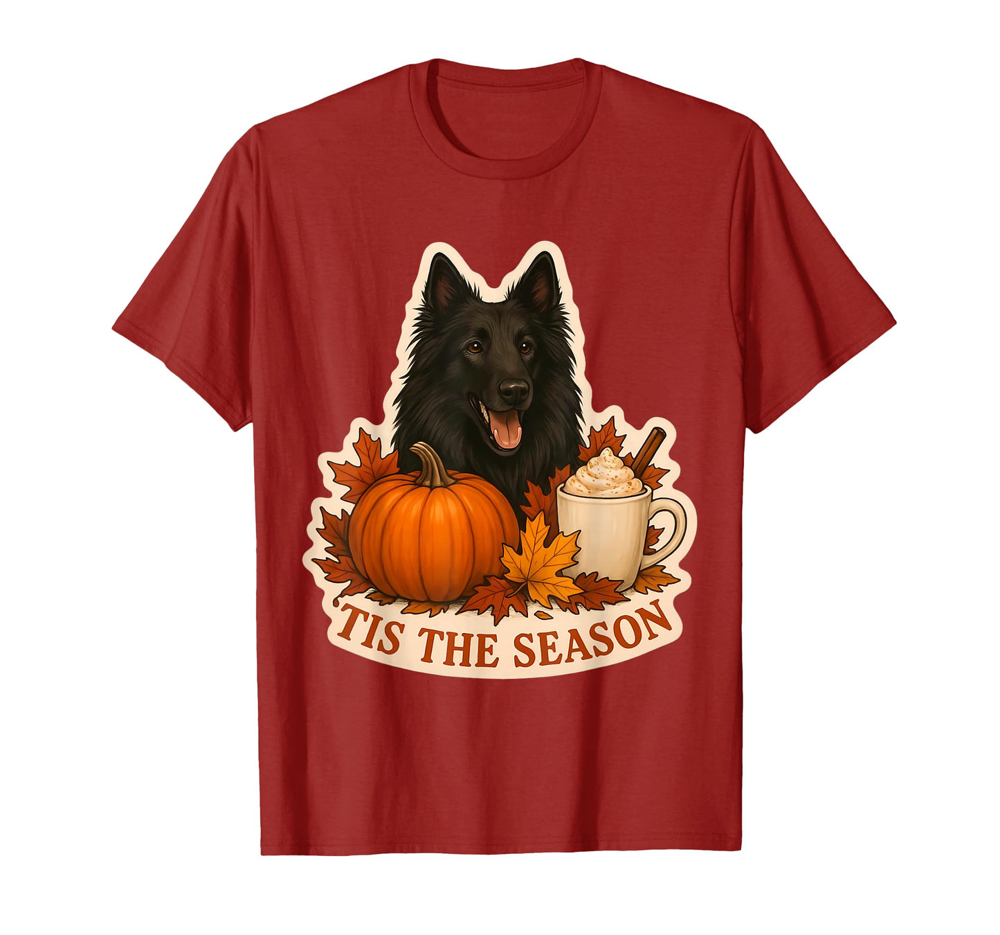 Tis The Season Belgian Sheepdog Dog Fall Autumn Pumpkin Cute T-Shirt