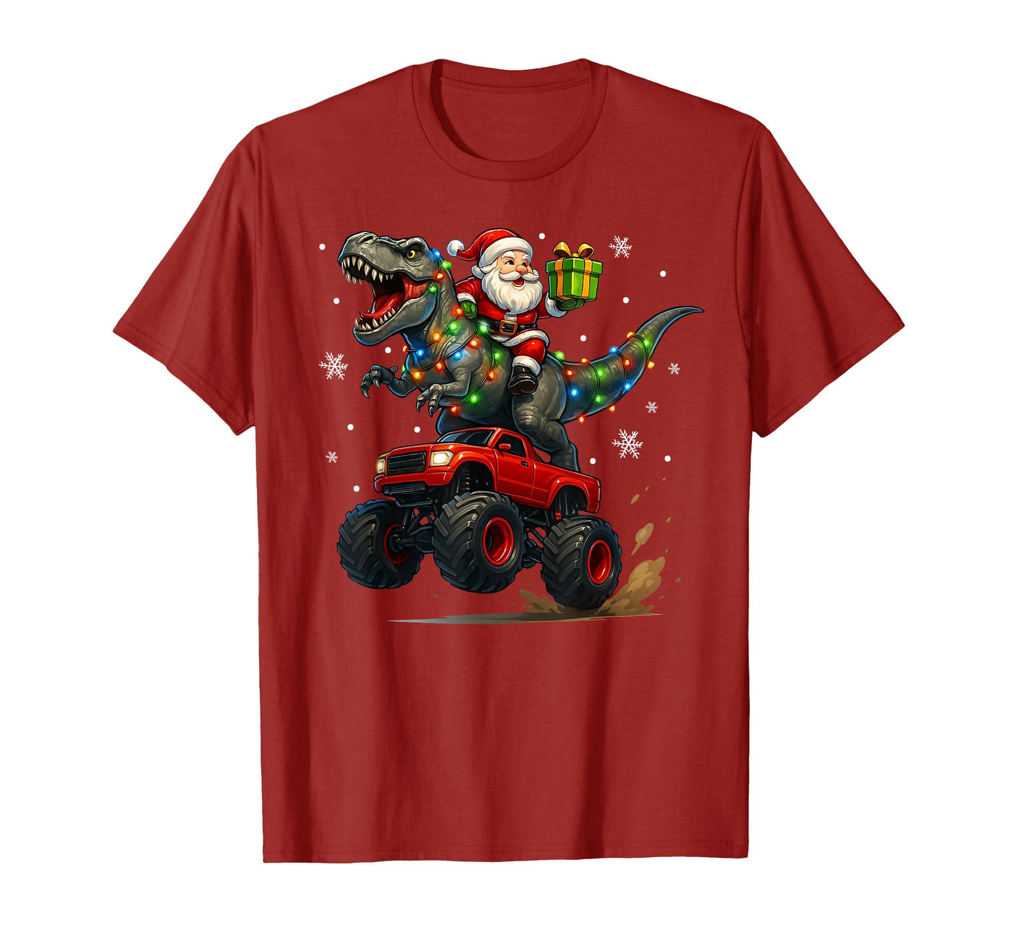 Dinosaur Christmas Santa Boys Men Girls Xmas T-Shirt