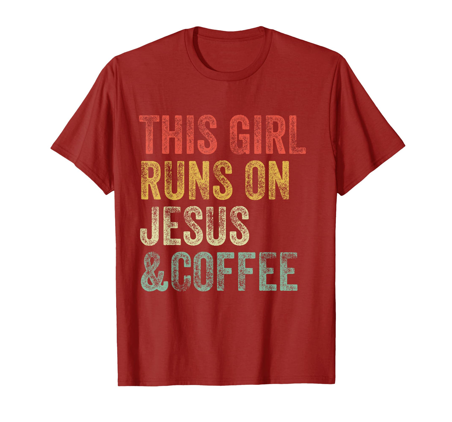 This Girl Runs On Jesus And Coffee Christian Vintage T-Shirt