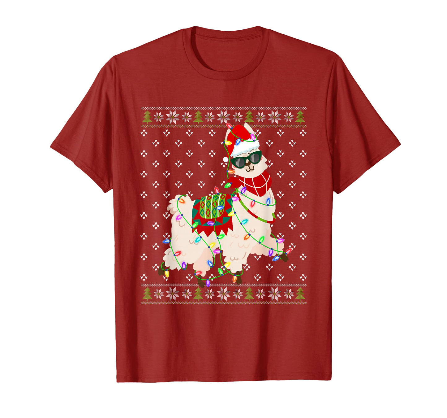 Funny Llama Alpaca Christmas Family Matching Xmas Lights T-Shirt