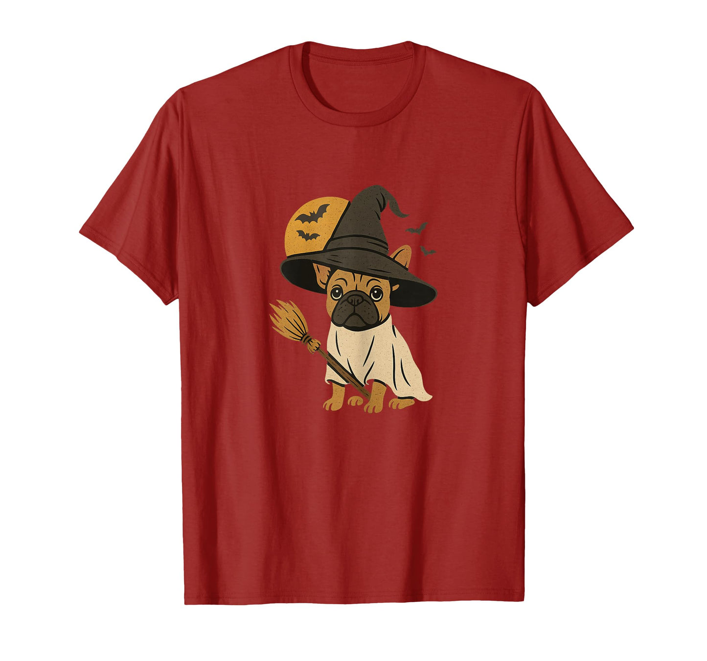 French Bulldog Witch Halloween Design, Cute Frenchie Dog T-Shirt