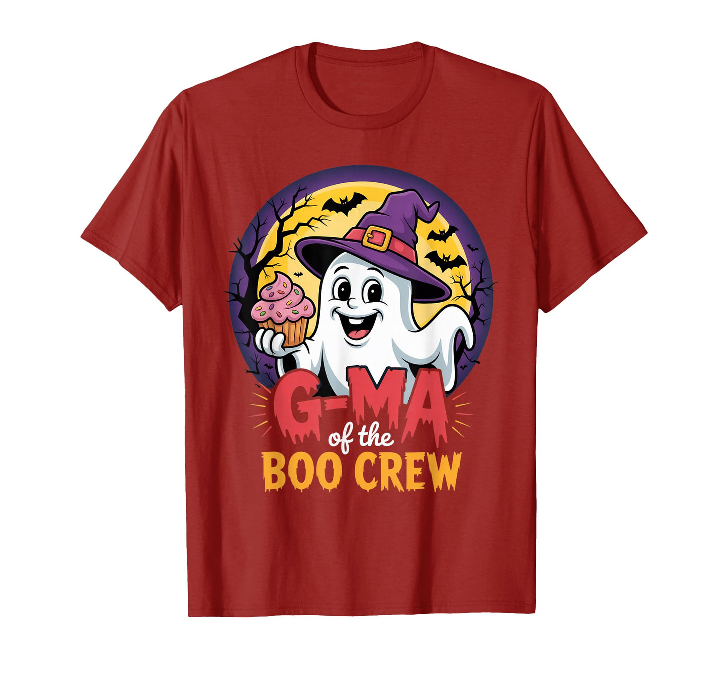 G-Ma of The Boo Crew Ghost Halloween Bats Cupcake Pumpkins T-Shirt