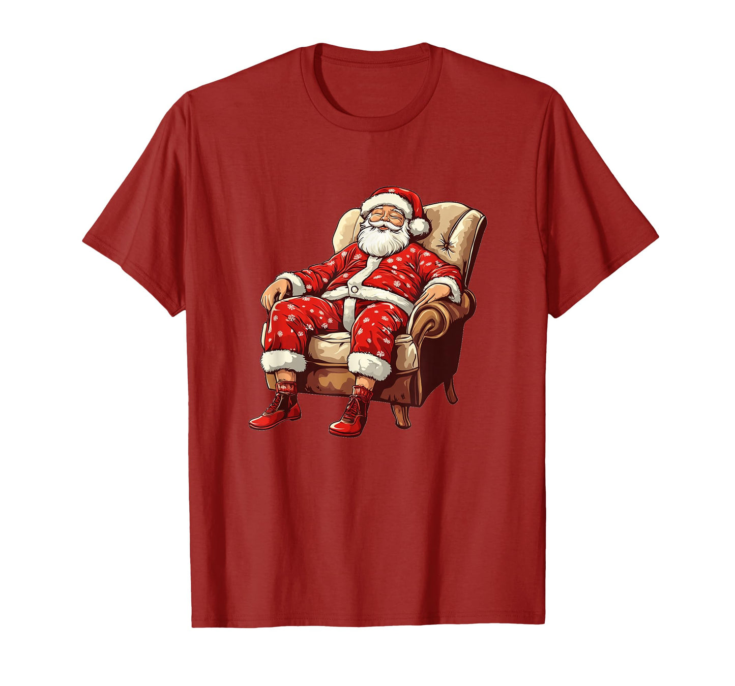 Cool Santa Claus in Chair and Pajama Outfit T-Shirt