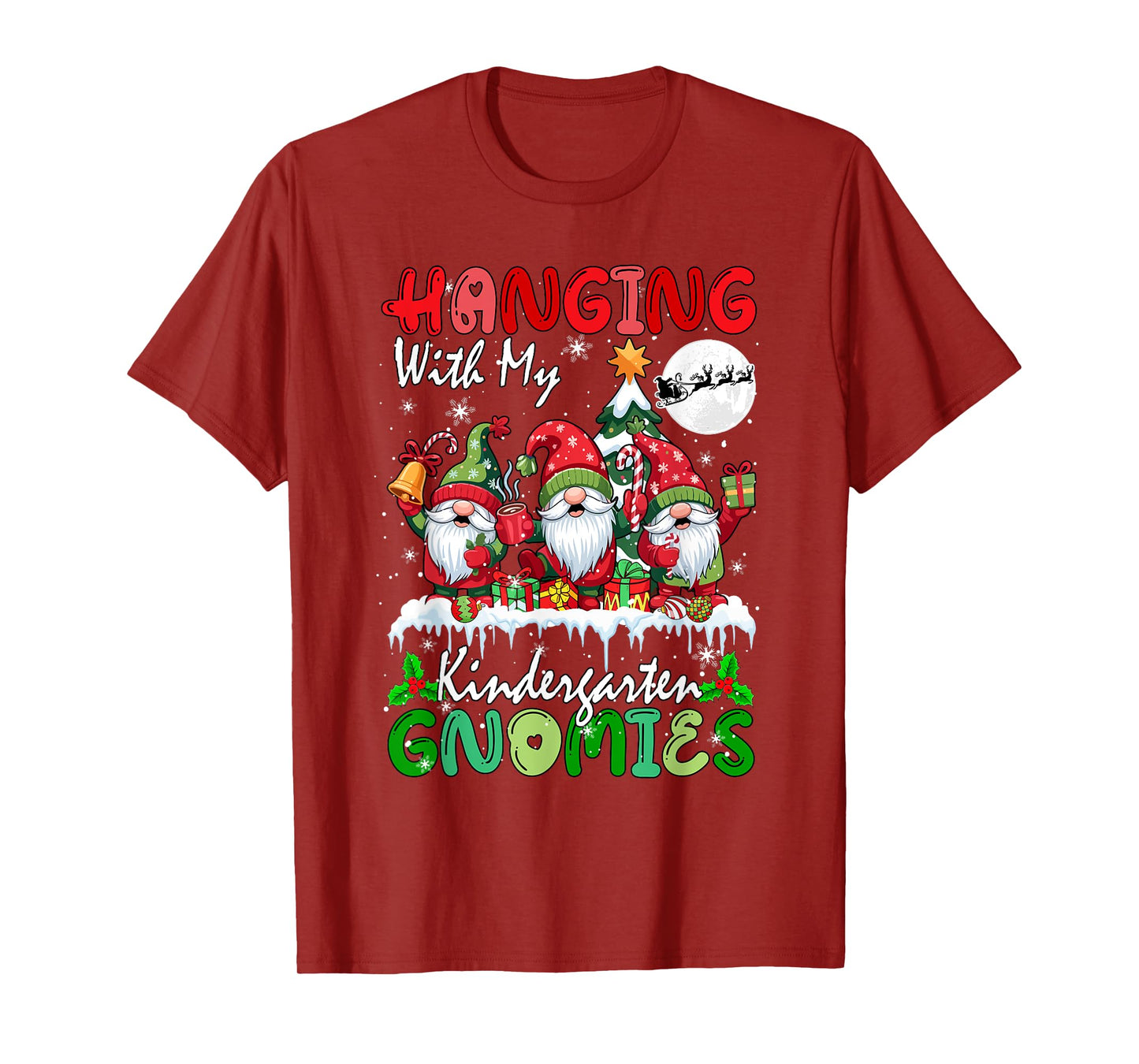 Hanging with My Kindergarten Gnomies Xmas Three Gnomes T-Shirt