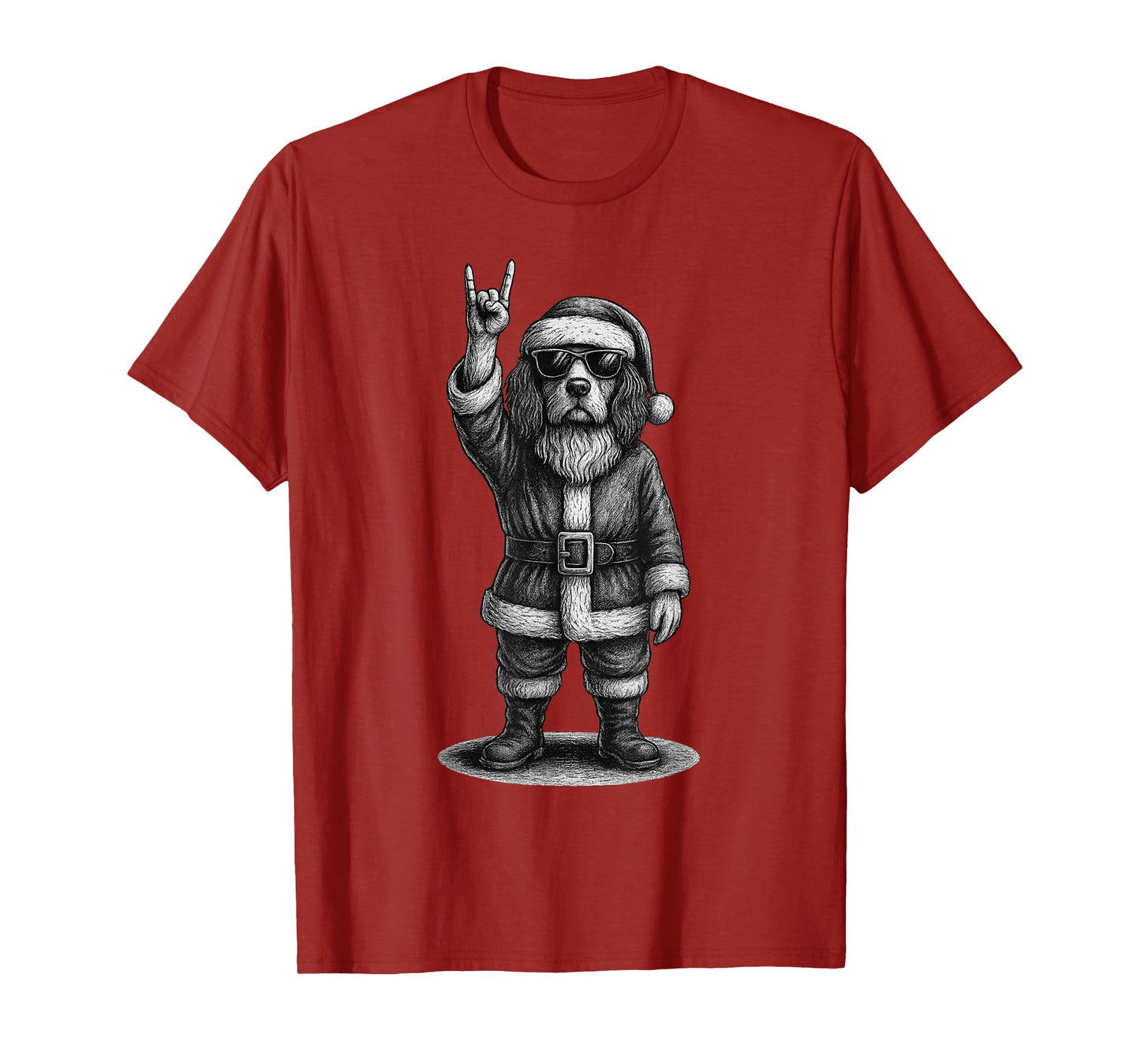 Brittany Spaniel Rock Music Christmas Dog Lover T-Shirt