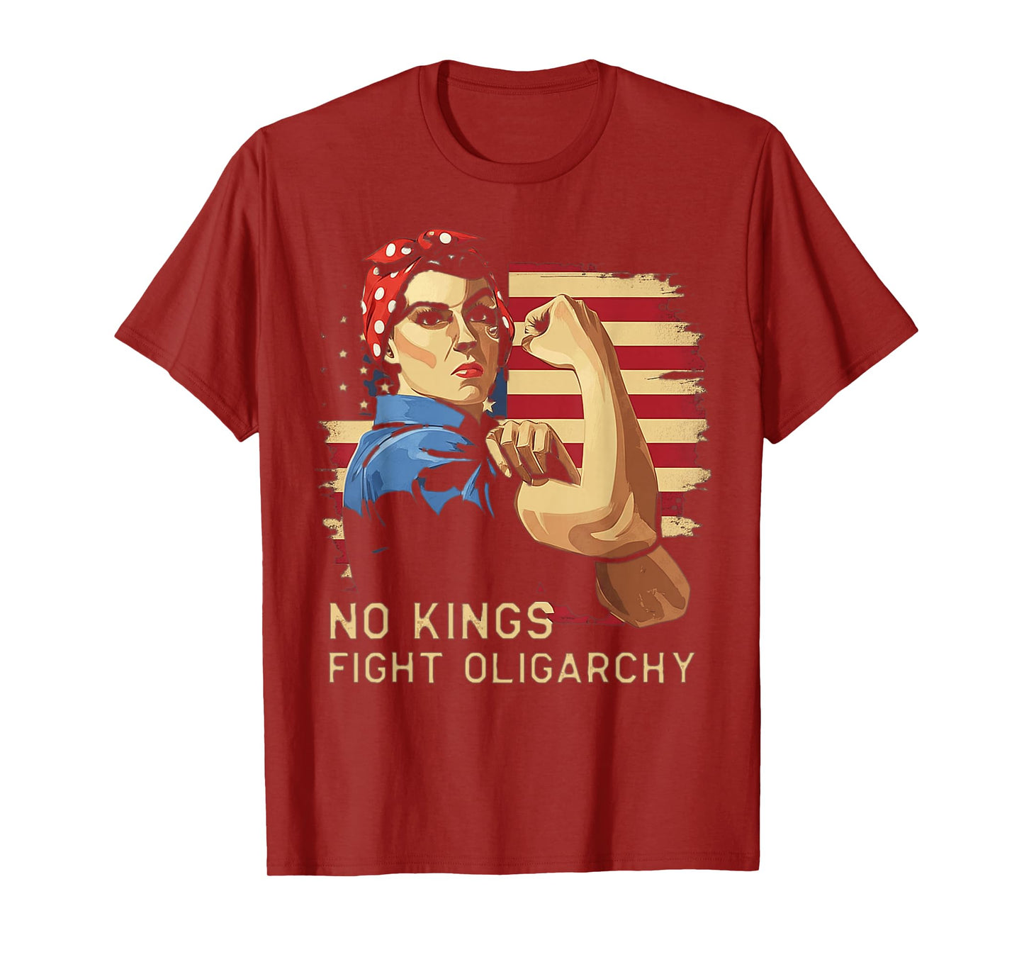 Vintage No Kings Fight Oligarchy America Flag Women Girls T-Shirt