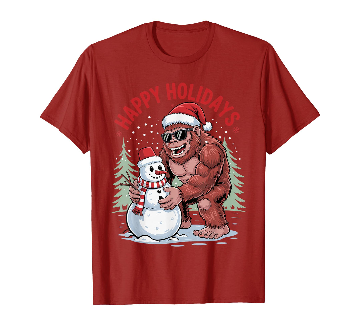 Santa Bigfoot Christmas Cool Snowman Sasquatch Xmas Holiday T-Shirt