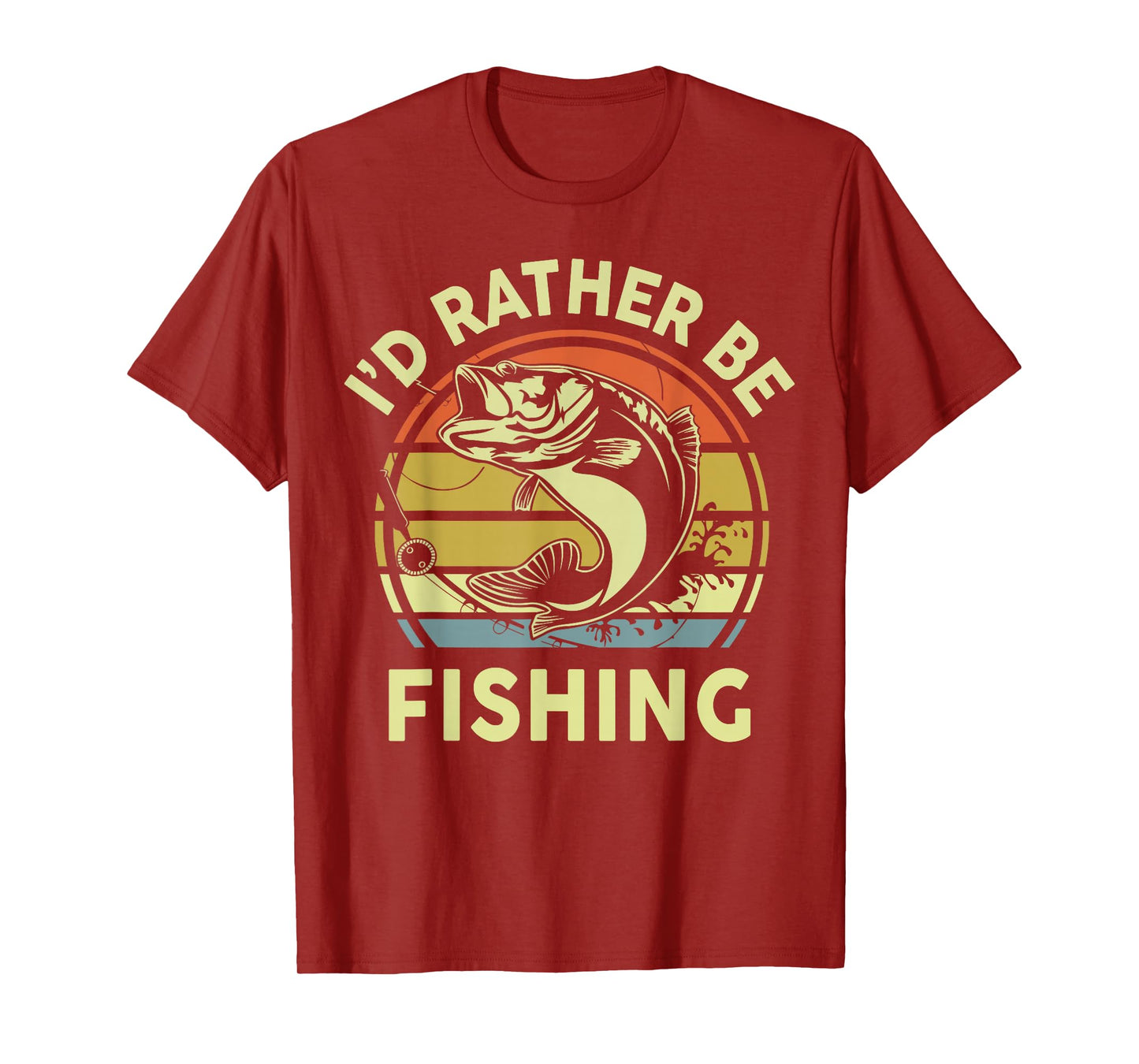 Fishing Gift I'd Rather Be Fishing Bass Dad Funny Graphic T-Shirt