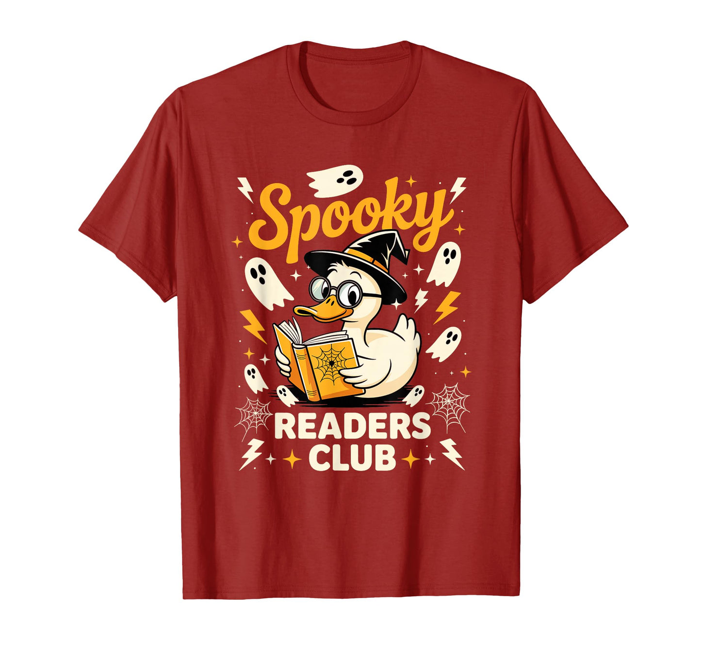 Spooky Readers Club Duck Witch Ghosts Halloween Book Lover T-Shirt