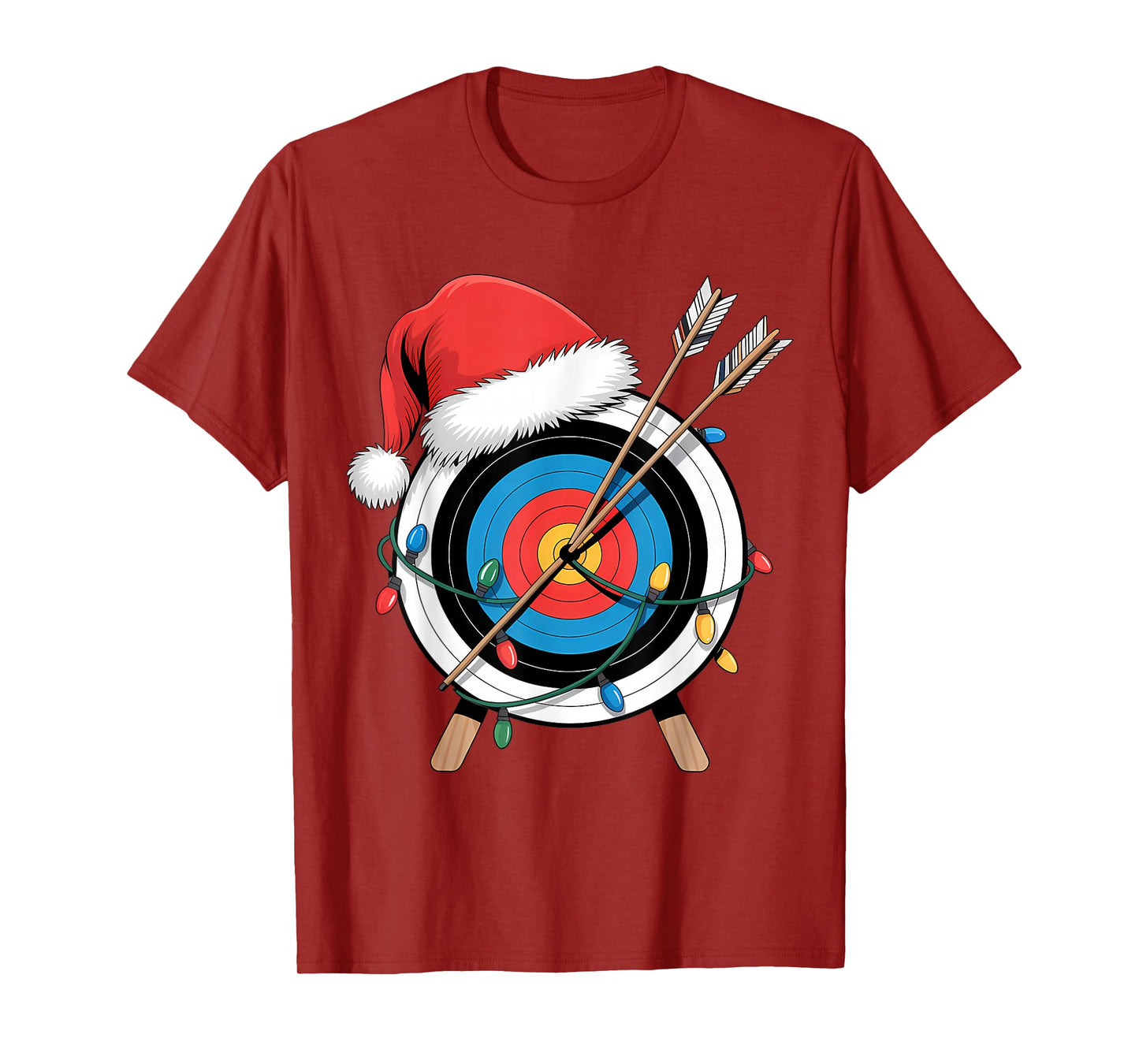Funny Christmas Archery Santa Hat Xmas Lights Holiday T-Shirt