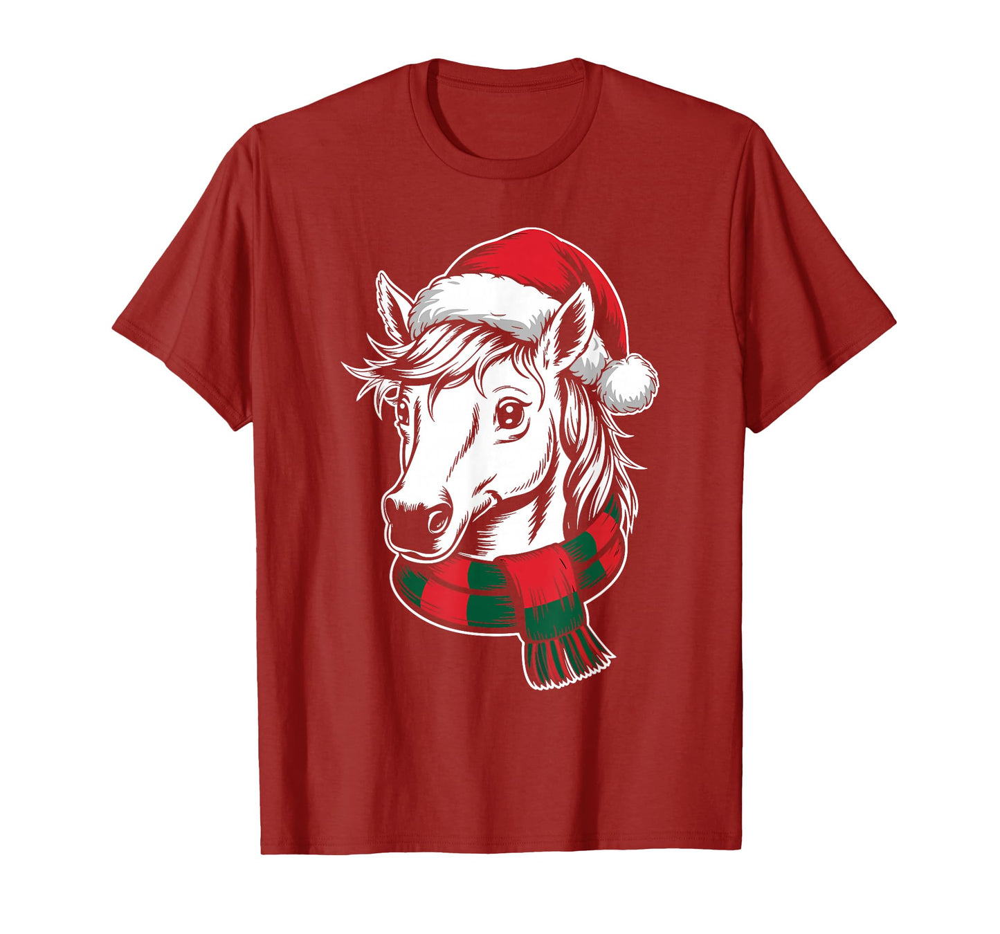 Unicorn Xmas Santa Hat Scarf Christmas Costume T-Shirt